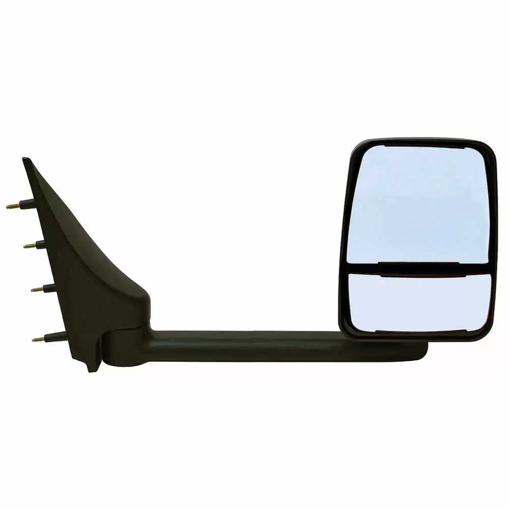 Deluxe Remote Mirror Assembly with Deluxe Mirror Head and Lighted arms for 102" Body - Passenger side - Black - Right Side - Velvac 714526