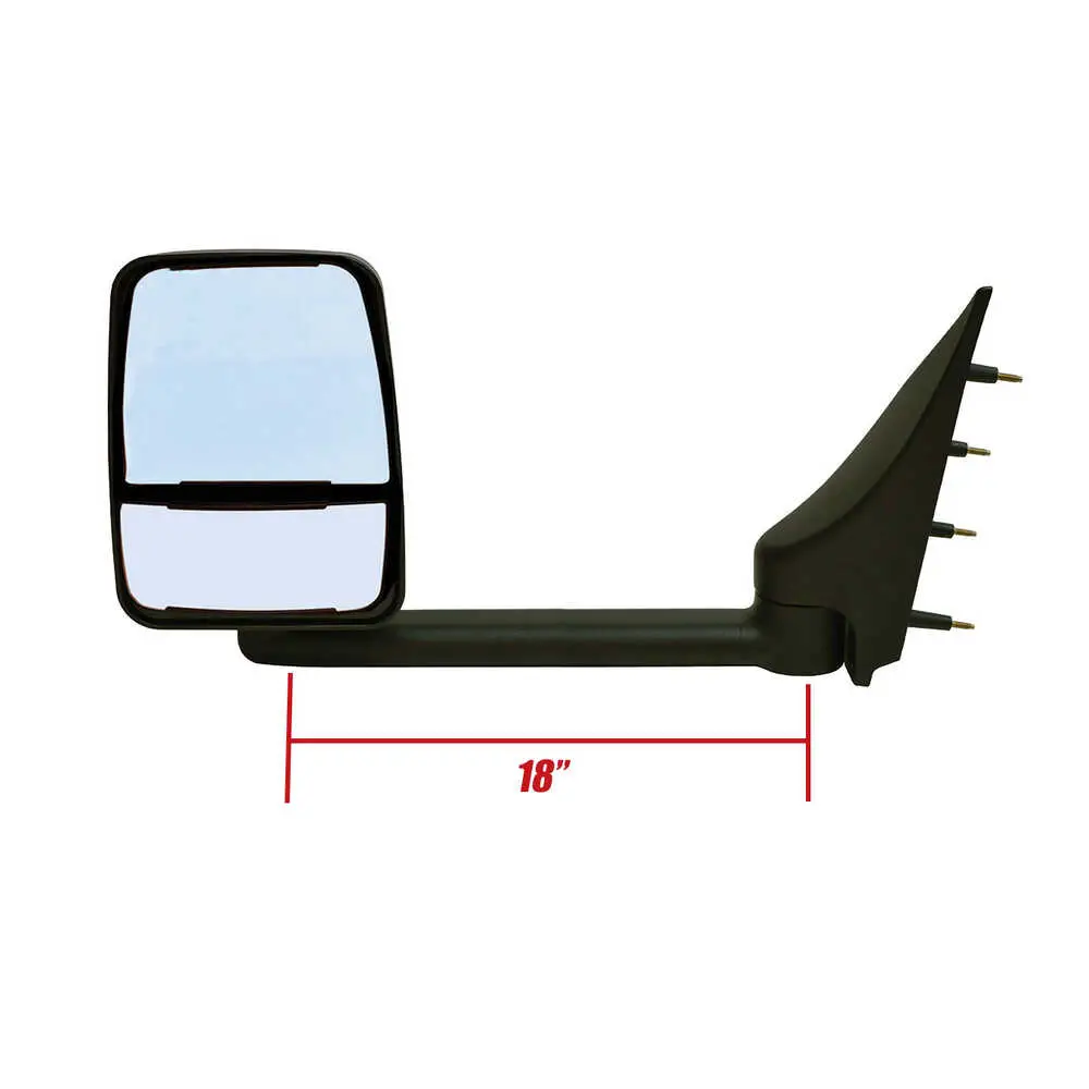 Deluxe Remote Mirror Assembly with deluxe mirror heads and lighted arms for 102" Body, Black - Pair - Fits Ford Super Duty F-250 to F-750