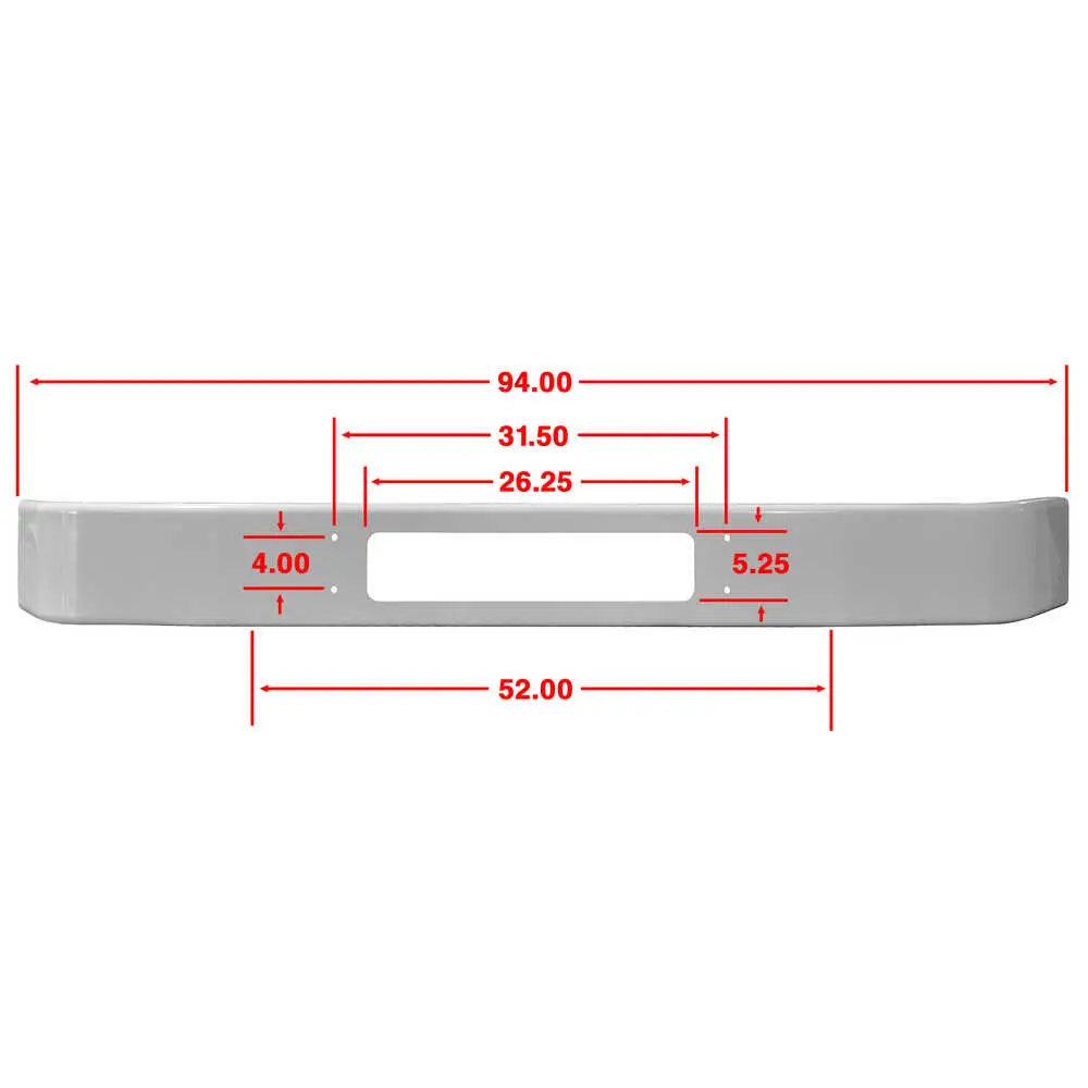 Front Bumper, White (Powder Coated) 94" x 9.5" - Fits Stepvans with Utilimaster body