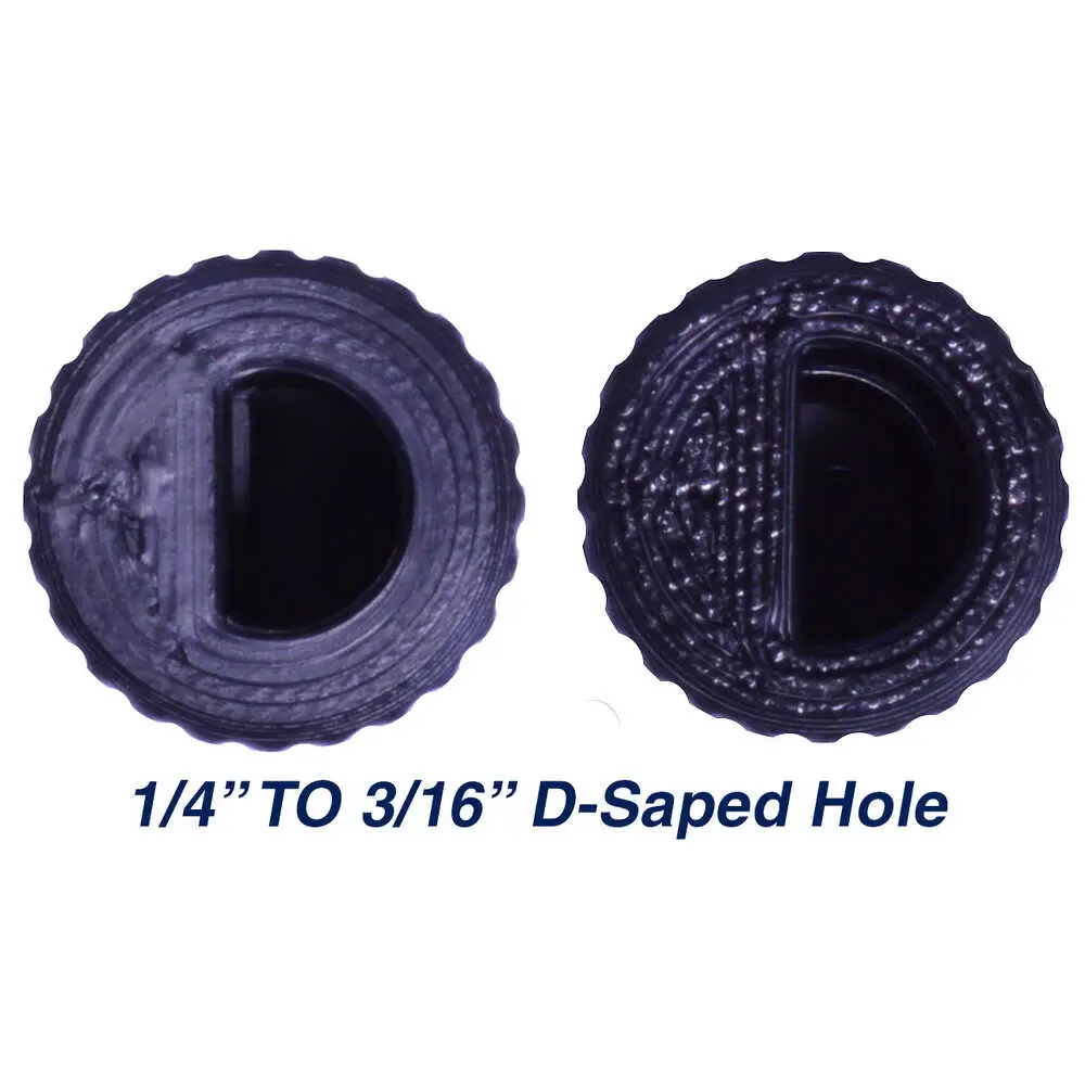 Heater knob & adapter shaft - 1/4" to 3/16" D-Shaped Hole at Each End of Shaft
