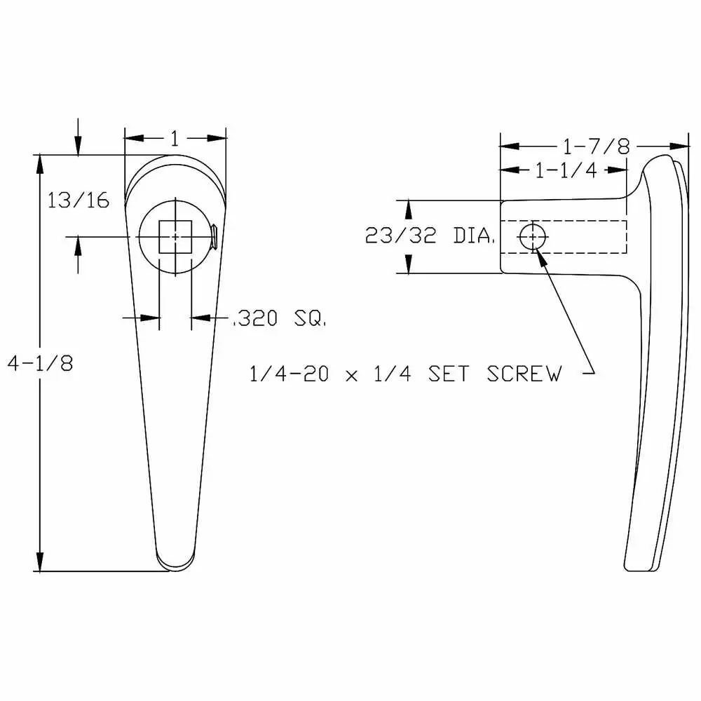 Heavy Duty Chrome Plated Inside Handle - Accepts a 5/16" Shaft