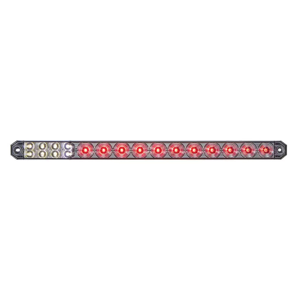 LED Hybrid combination stop/tail/turn & back up, red with Clear lens - 1" x 17"