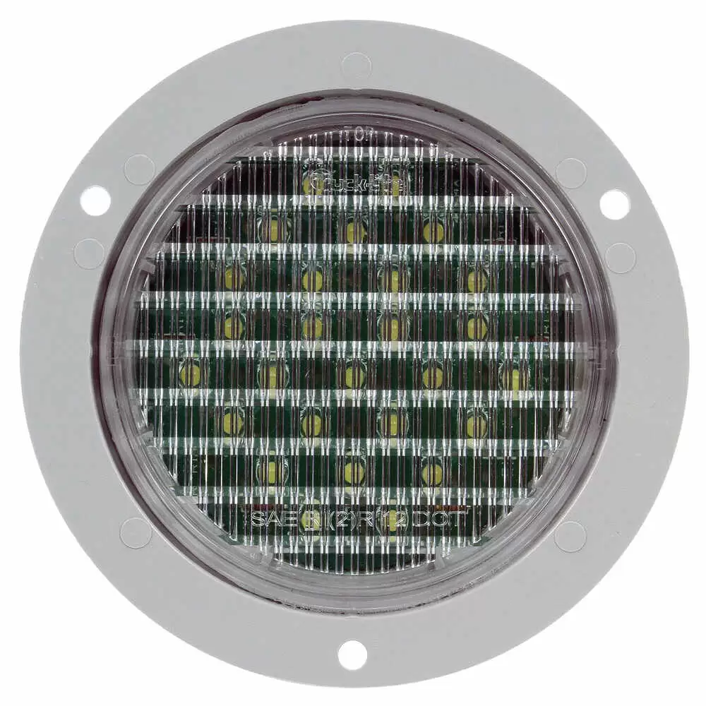 LED Round Clear Back Up Lamp with Gray Flange - 27 LED's - Truck