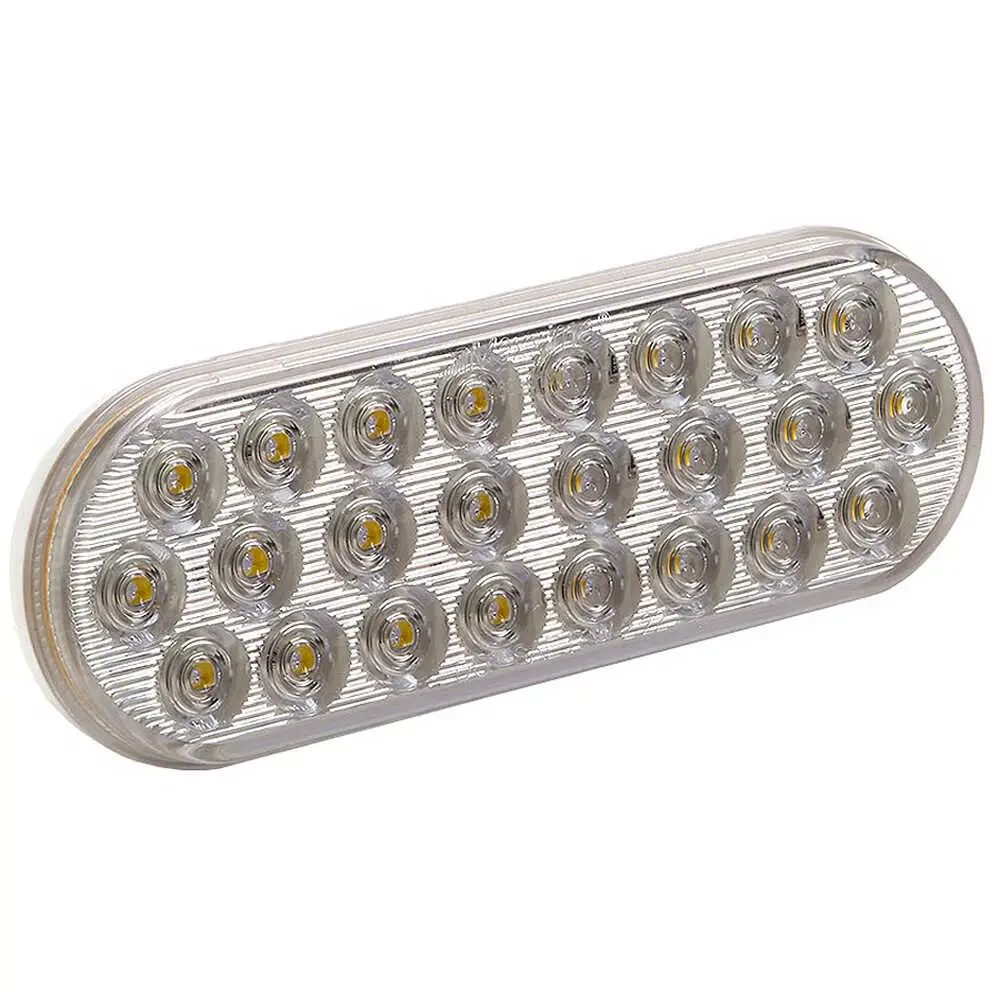 LED White oval warning light has 7 selectable flash patterns