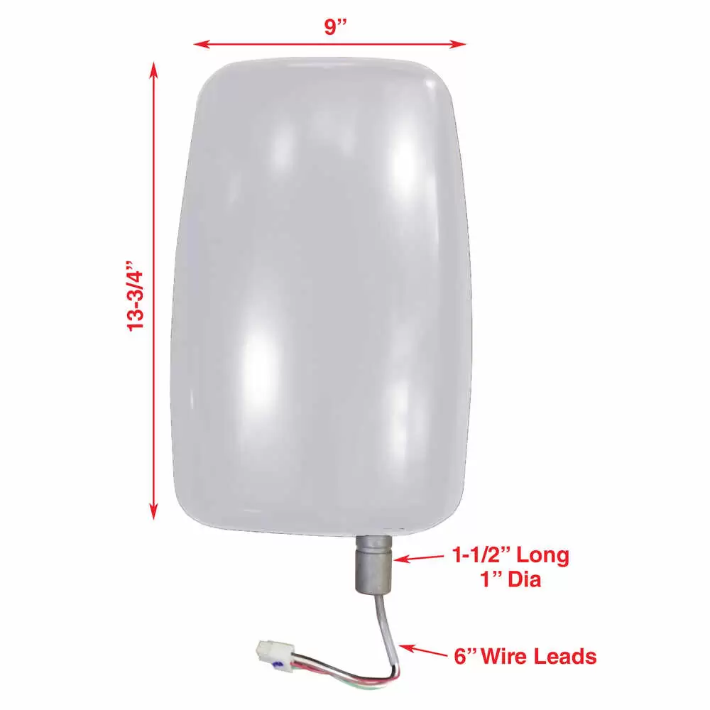 Left 2020 Deluxe Heated Remote / Manual Mirror Head - Driver side - White - Velvac 714589