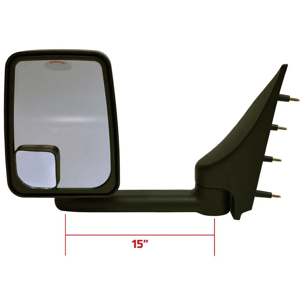 Left 2020 Standard Heated Remote Mirror Assembly with Light for 96" Body Width, Black - Driver side - 03-On Ford E-Series