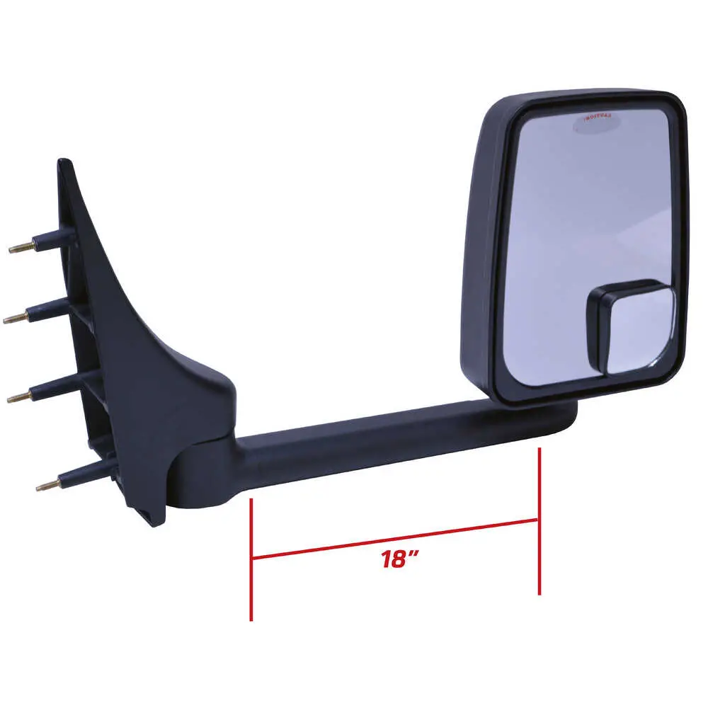 Left 2020 Standard Manual Mirror Assembly for 102" Body Width, Black - Driver side - 03-On Ford E Series