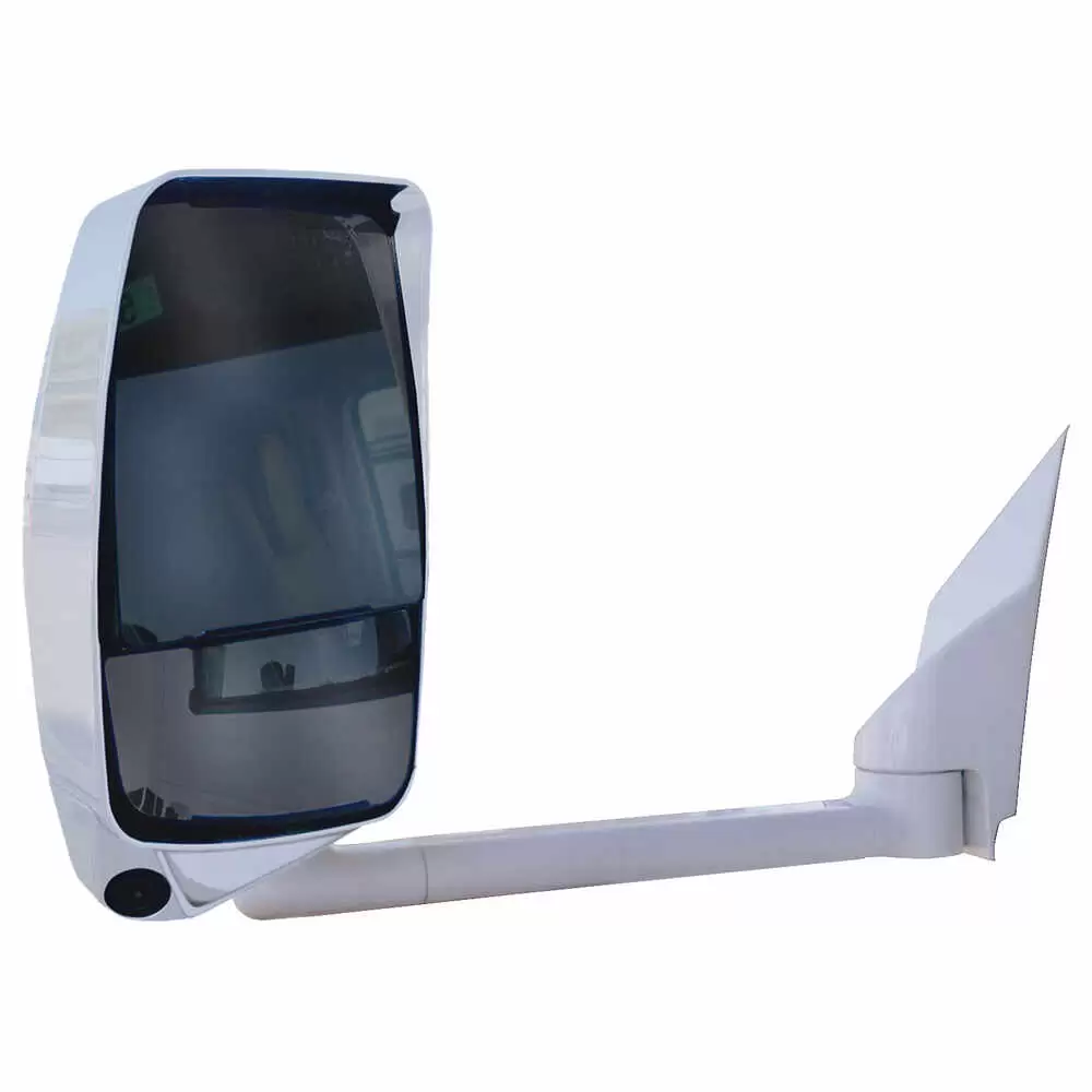 Left 2020 White Mirror Assembly - Deluxe Head with Blind Spot Camera for 102" Wide Body - Fits Ford E Series - Velvac 719363