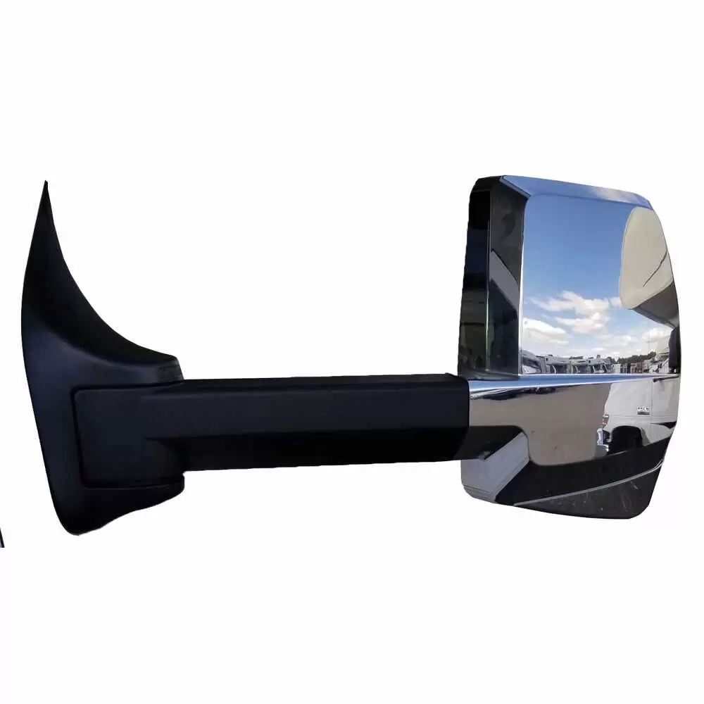 Left 2020XG Deluxe Heated Remote / Manual Mirror Assembly with Blind Spot Camera and Signal Arrow for 102" Body Width - Driver side - Chrome - Fits GM - Velvac 717585