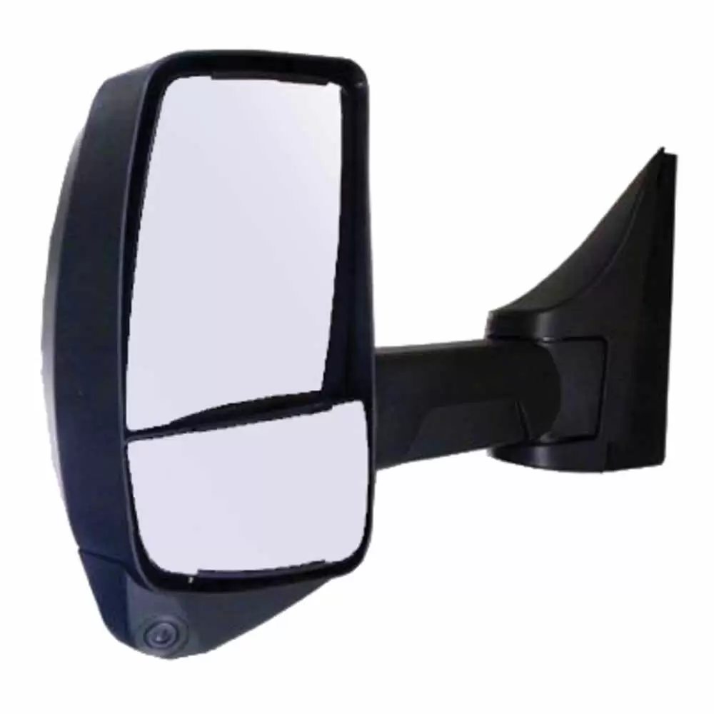 Left 2020XG Heated Remote / Manual Mirror Assembly with Blind Spot Camera for 102" Body Width - Black - Fits GM - Velvac 717557