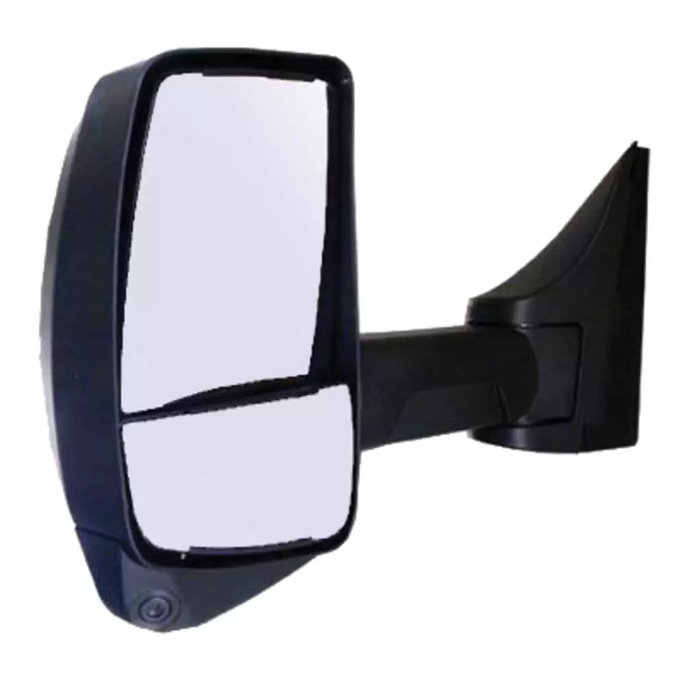 Left 2020XG Heated Remote / Manual Mirror Assembly with Blind Spot Camera for 96" Body Width - Black - Fits GM - Velvac 717551