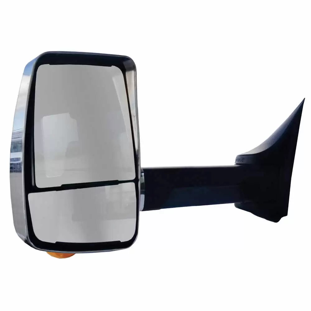 Left 2020XG Heated Remote / Manual Mirror Assembly with Light for 102" Body Width - Chrome - Fits GM - Velvac 716437
