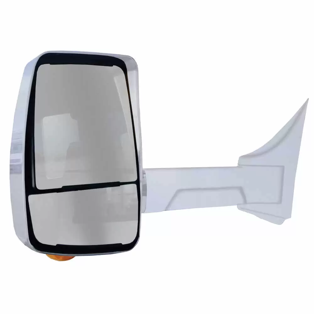 Left 2020XG Heated Remote / Manual Mirror Assembly with Light for 102" Body Width - White - Fits Ford E Series - Velvac 716371
