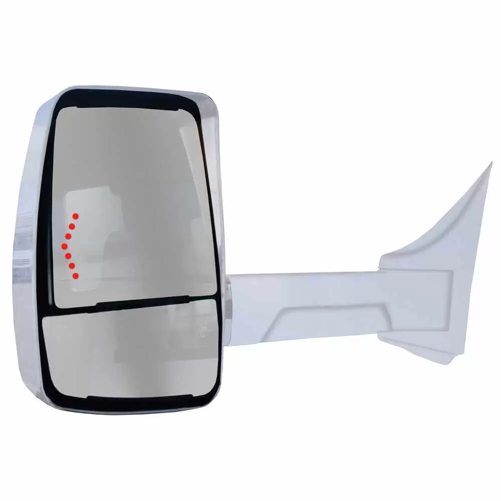 Left 2020XG Heated Remote / Manual Mirror Assembly with Signal Arrow for 102" Body Width - Driver side - White - Fits Ford E Series - Velvac 716369