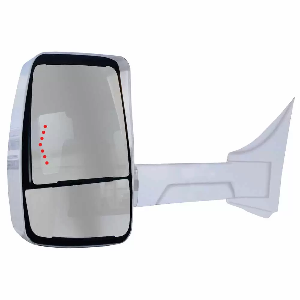 Left 2020XG Heated Remote / Manual Mirror Assembly with Signal Arrow for 102" Body Width - White - Fits GM - Velvac 716375