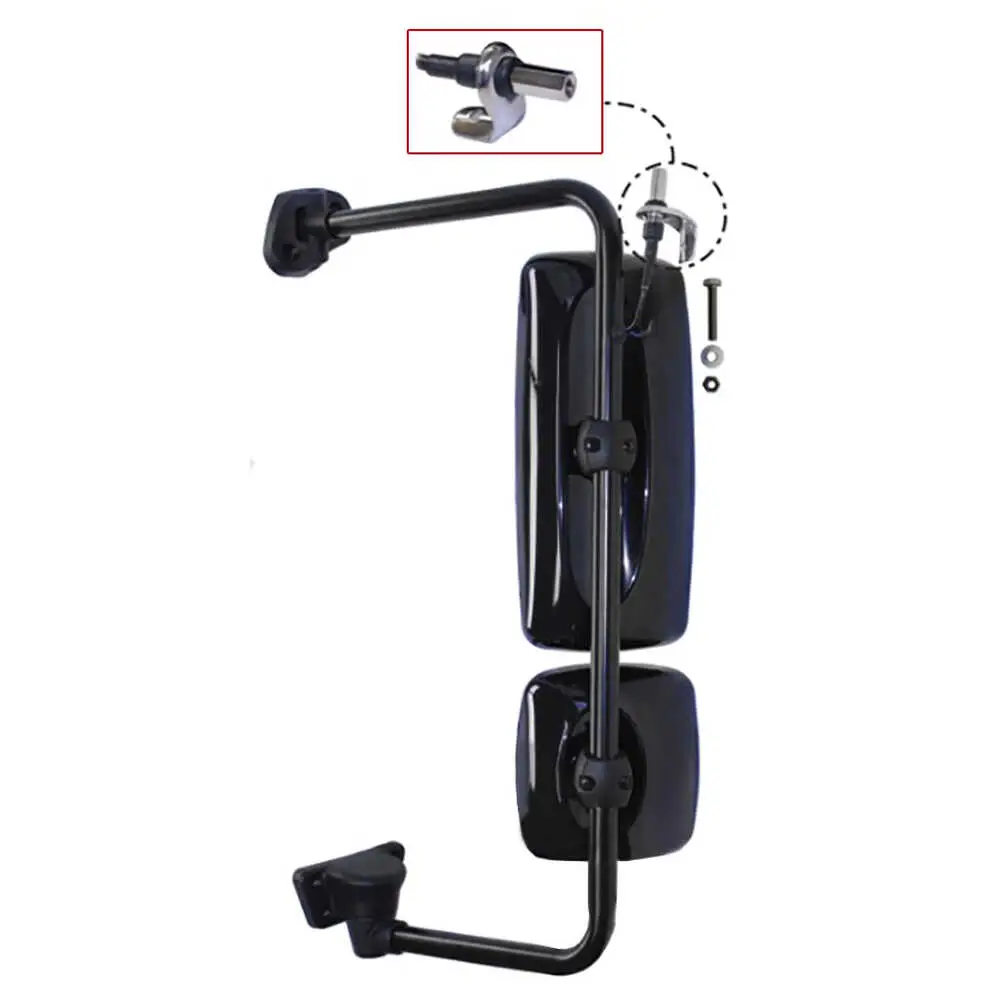 Left Black Heated Mirror Assembly with CB Antenna Mount - Driver side