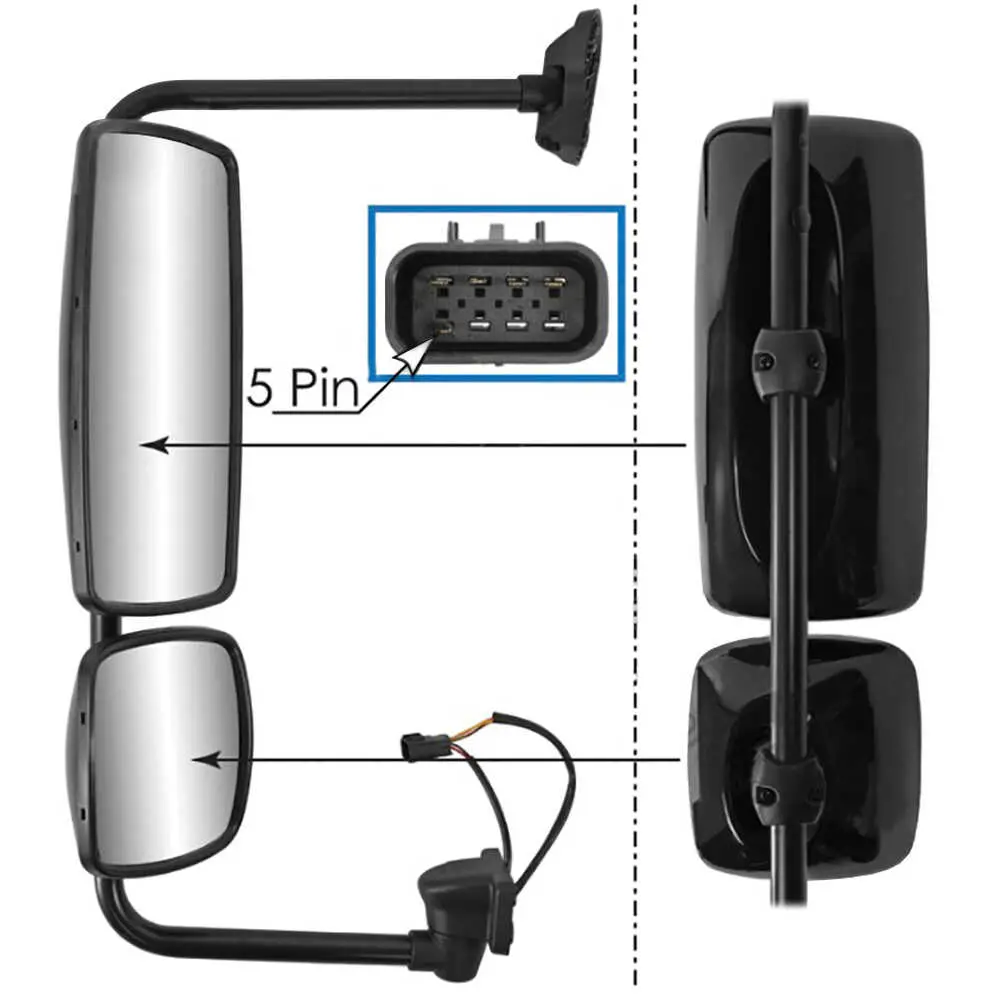Left Black Motorized & Heated Mirror Assembly - Driver side
