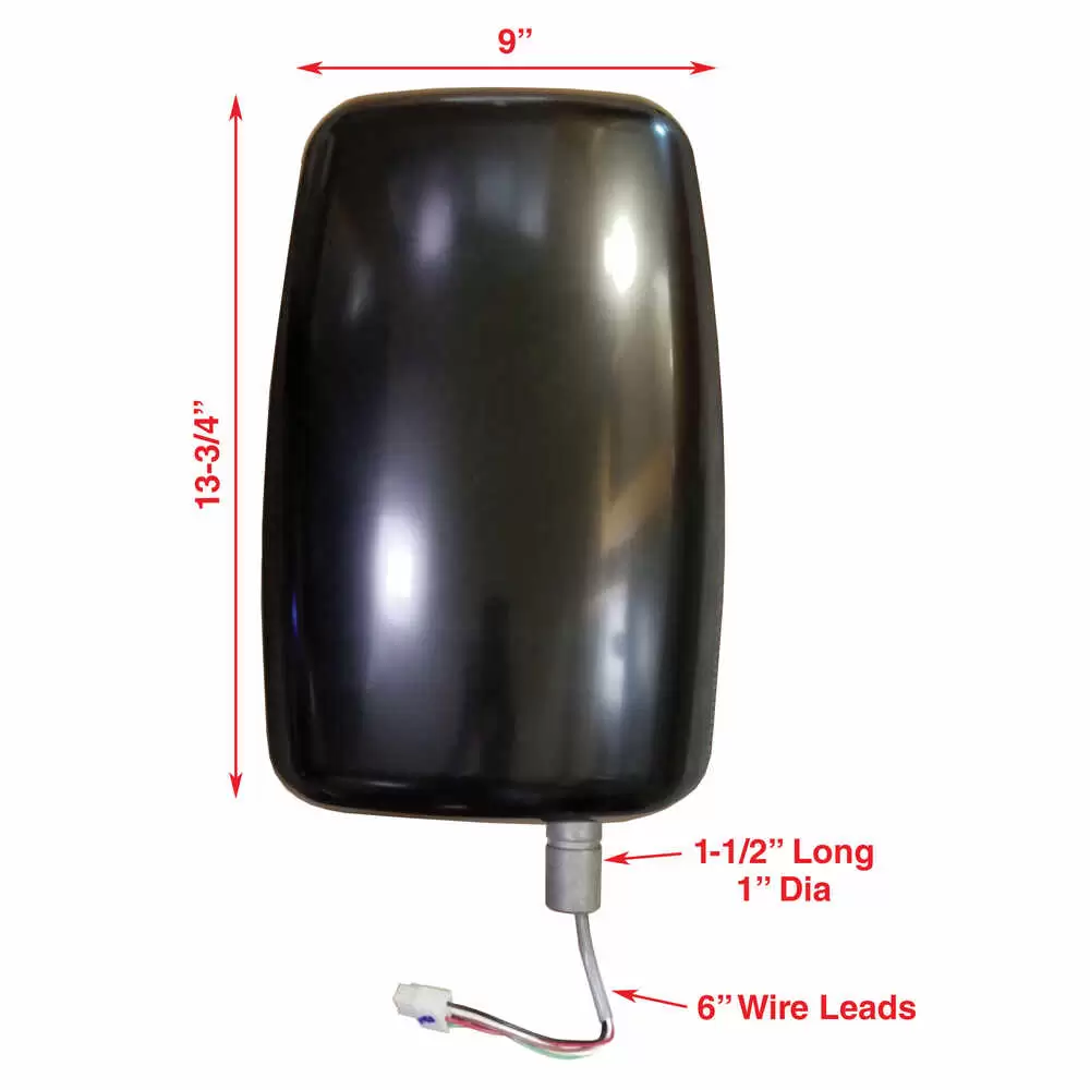 Left Deluxe Heated Remote / Manual Mirror Head - Black - Velvac 714581