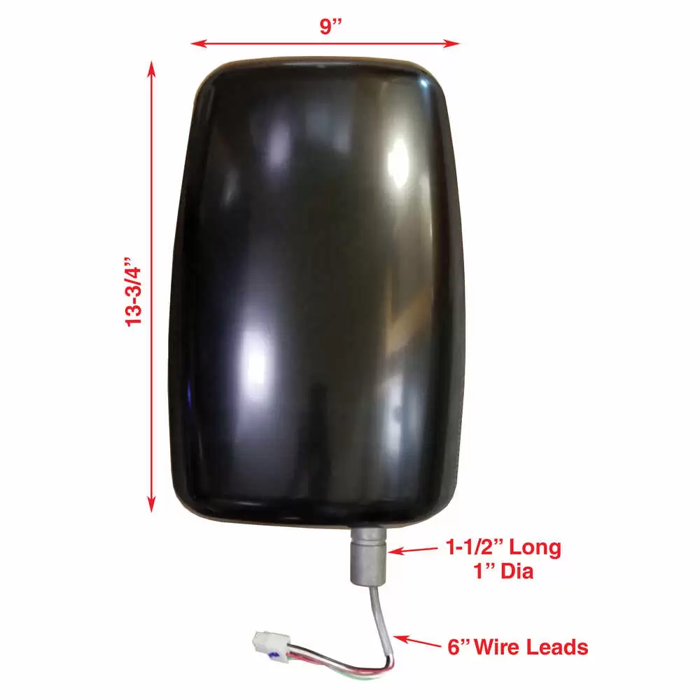 Left Deluxe Heated Remote / Manual Mirror Head - Driver side - Black - Velvac 714581