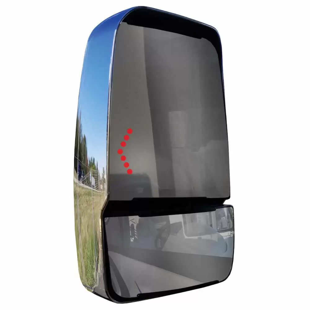 Left Deluxe Heated Remote / Manual Mirror Head with Signal Arrow - Chrome - Velvac 718701