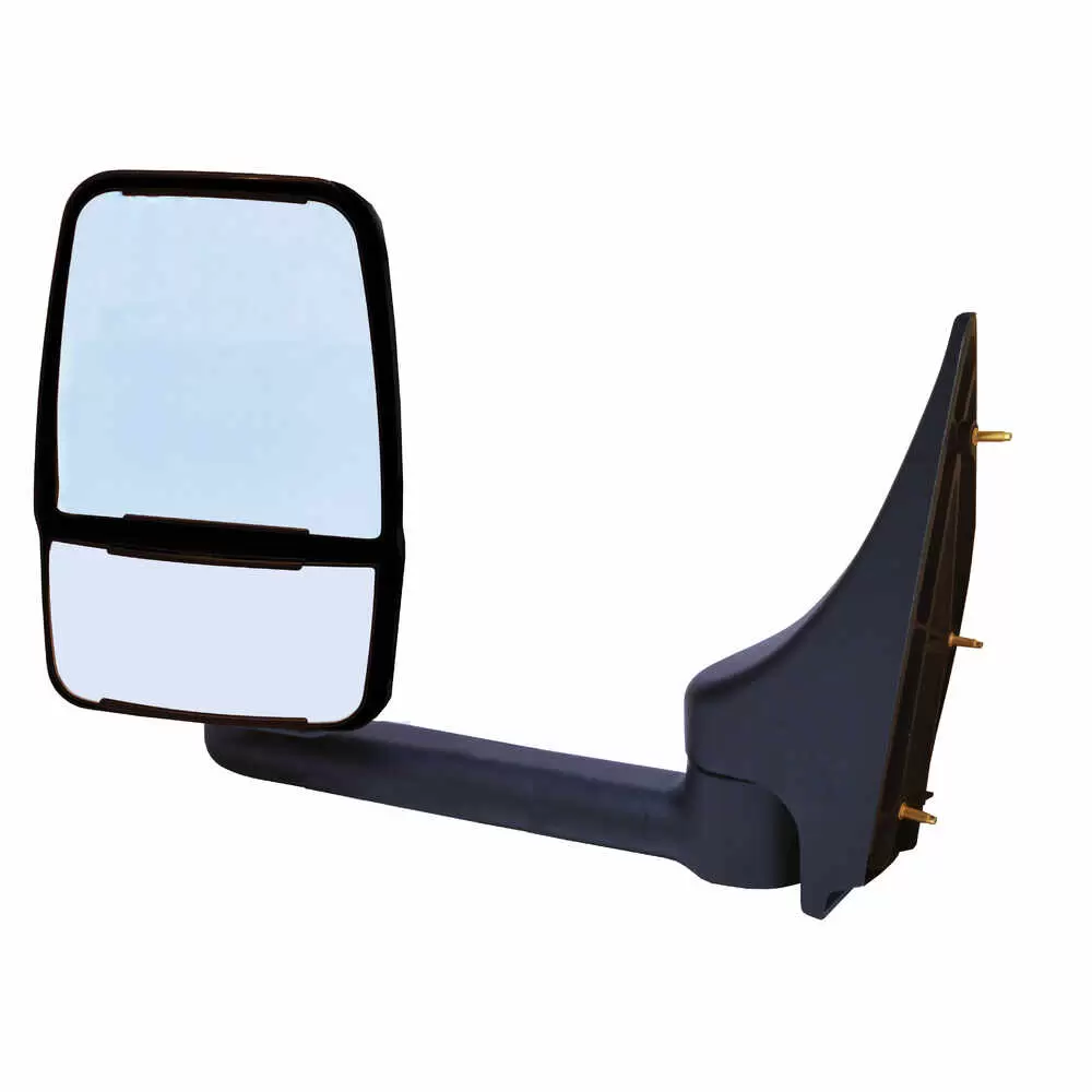Left Deluxe manual mirror assembly with glass - Driver side- Black - Fits E350 with 102" body width '92-'02