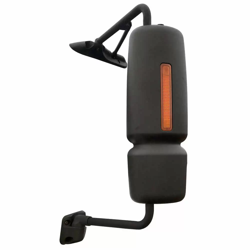 Left Heated Manual Mirror Assembly with Light and CB Antenna Ready - Driver side - Black  - Fits International DuraStar ProStar WorkStar