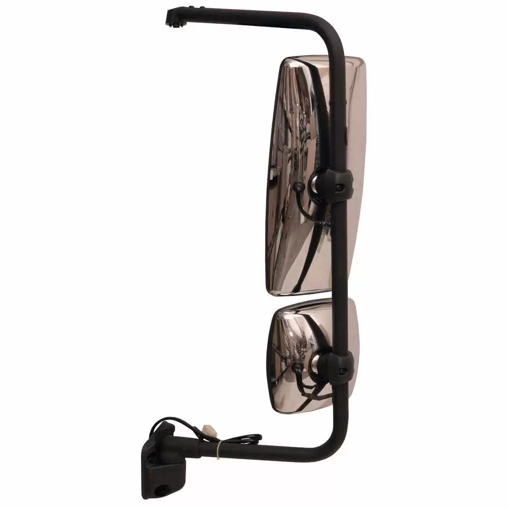 Left Heated Manual Mirror Assembly without Upper Mount - Driver side - Chrome - Fits International DuraStar WorkStar ProStar 