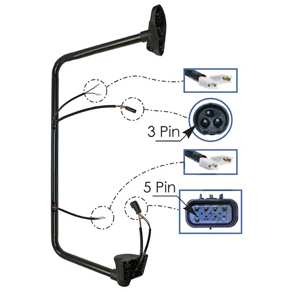 Left Loop with Wires for Heated Motorized head, black - Fits Frieghtliner M2 106/112 & Business Class