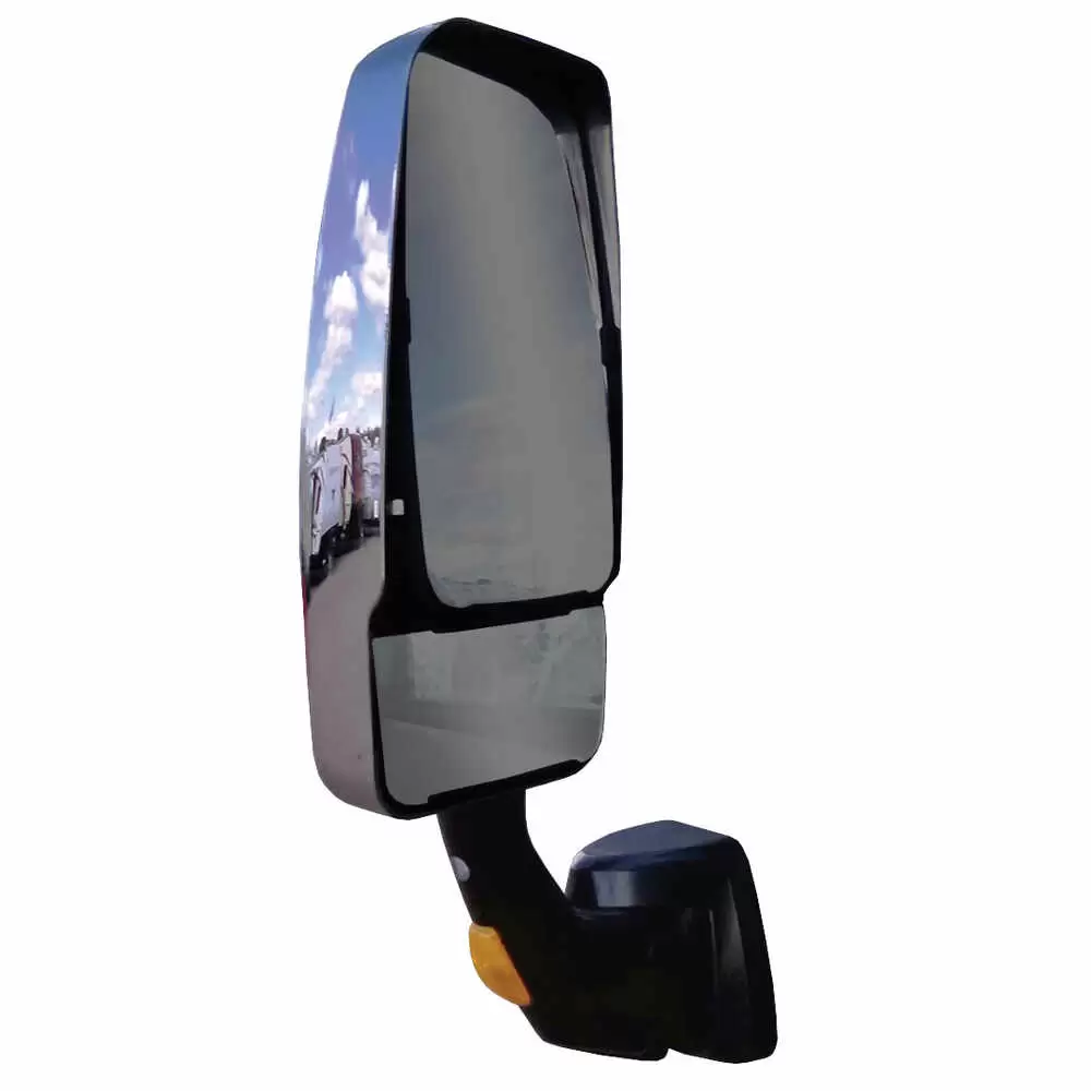 Left Revolution Heated Remote / Manual Mirror Assembly with Chrome Vmax Mirror Head and Black Lighted Arm - Velvac 715637
