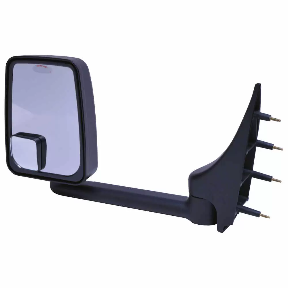 Left Standard Manual Mirror Assembly for 96" Wide Body - Black - Fits 03-On Ford E-Series - Velvac 715405