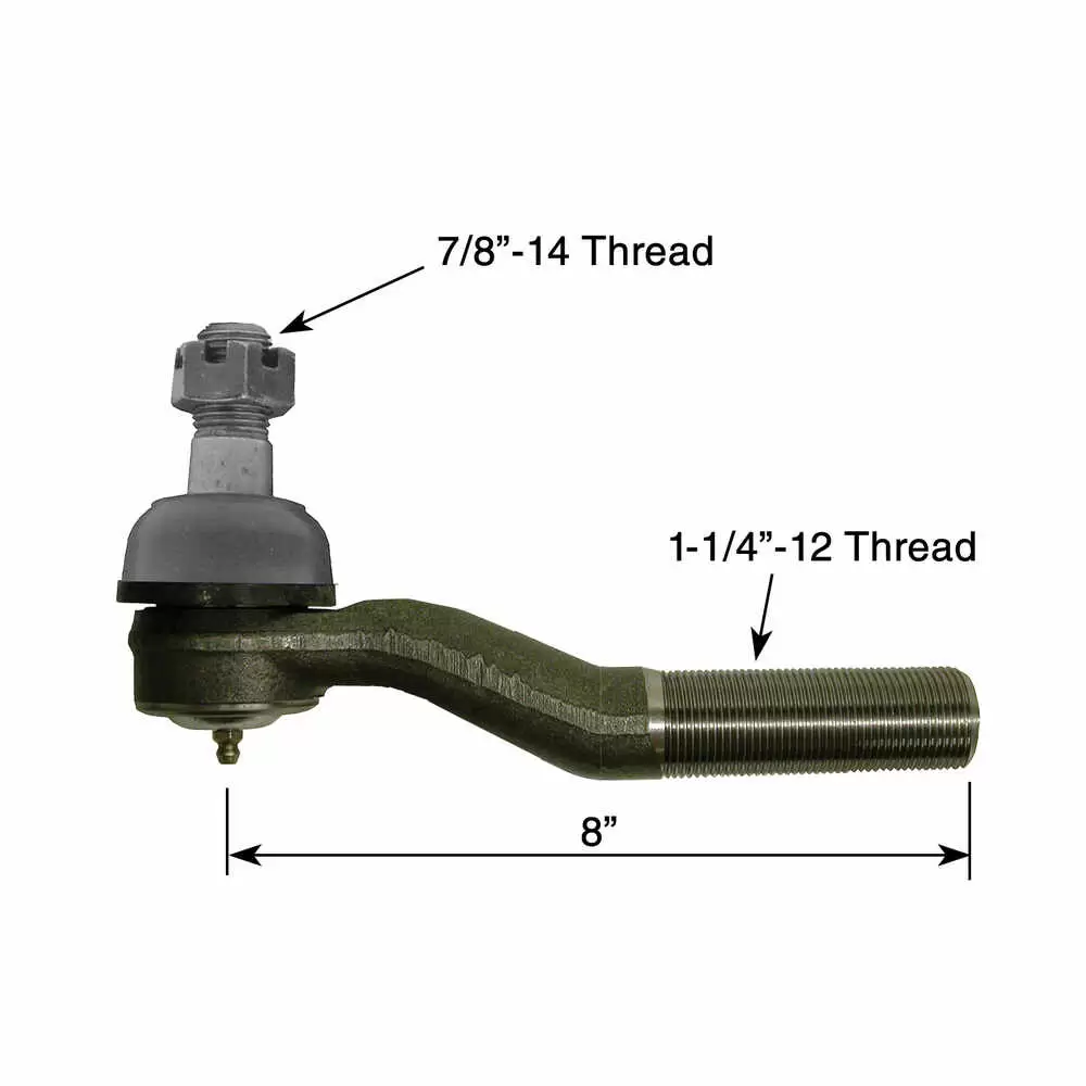 Left Tie Rod End Has.Bent Offset Design, 8"L - Fits Freightliner.