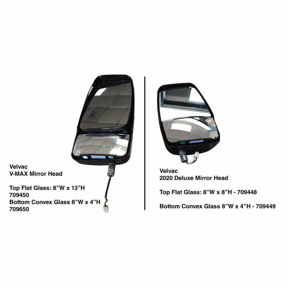 Left Vmax Heated Remote / Manual Mirror Head - Driver side - Black - Velvac 714945