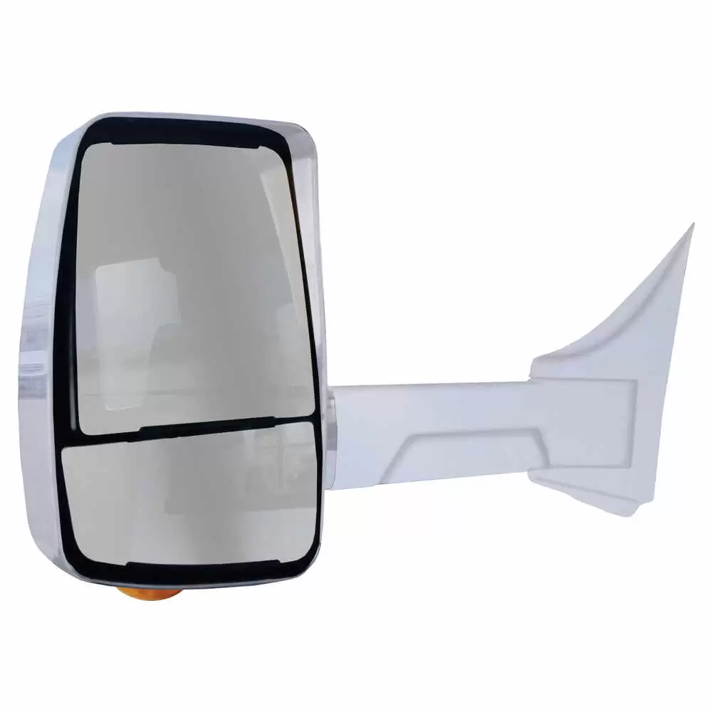 Left White Heated 2020XG Mirror Assembly with Light for 96"" Wide Body - Remote Manual - Fits GM Velvac 716389