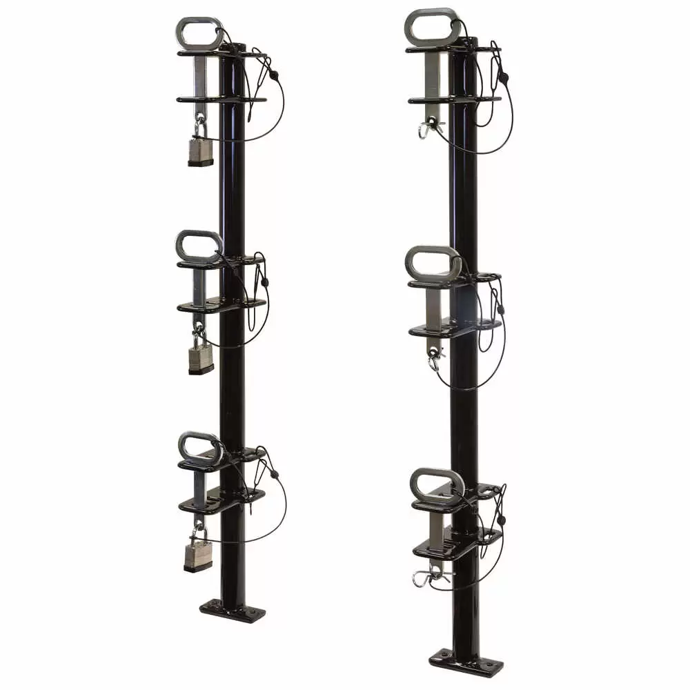 Lockable Trimmer Rack for Open Trailer with Padlocks