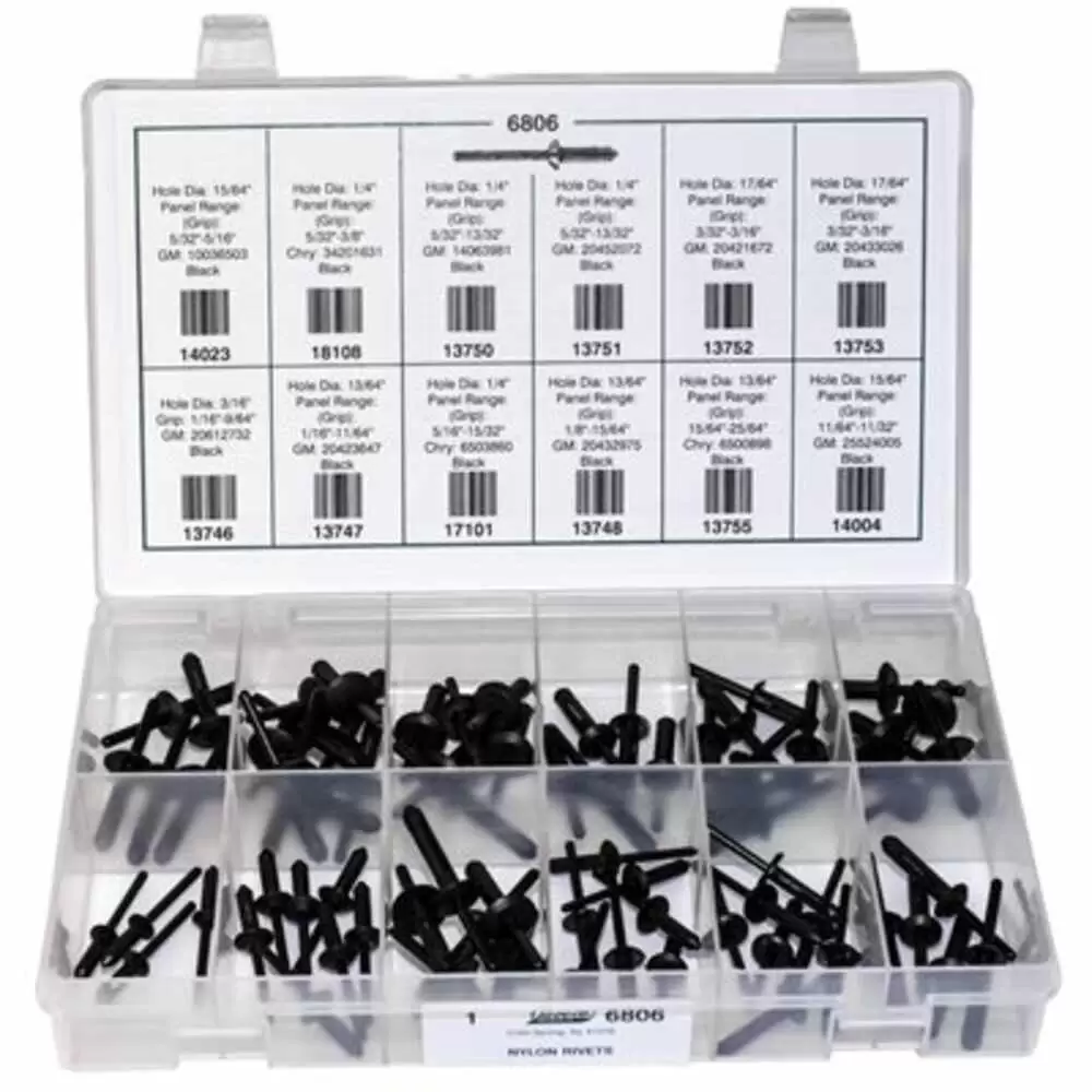 Nylon Rivet Quik Select Kit - 74 Pieces - Auveco 6806
