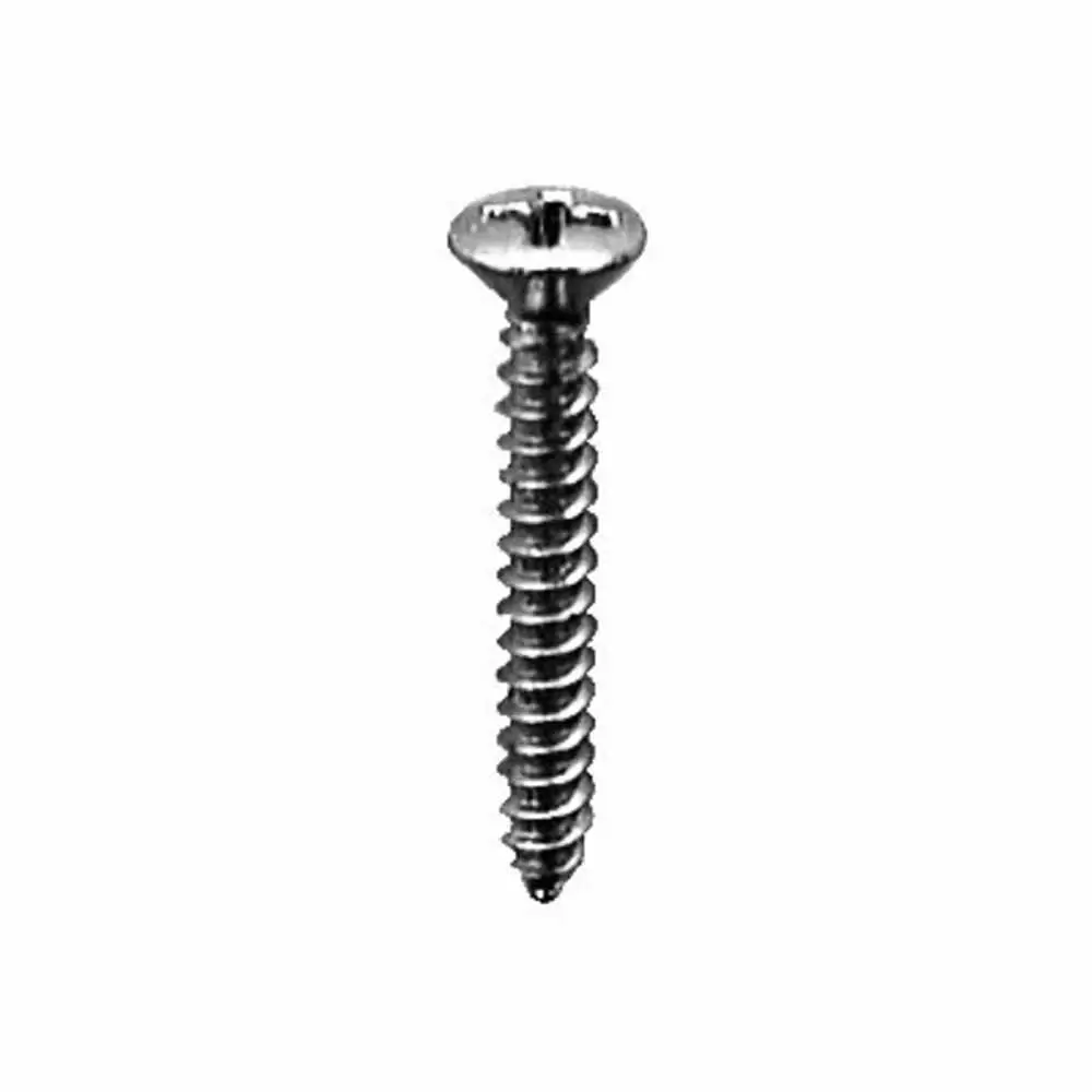 Phillips Oval Head Tap Screw #8 x 1-3/4" - #6 Head Size - Chrome - 100 Pieces