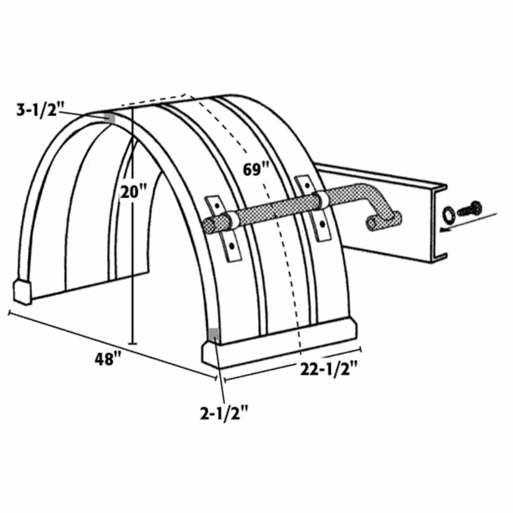 Poly Fender, Fits 19.5" Dual Rear Wheels - Buyers