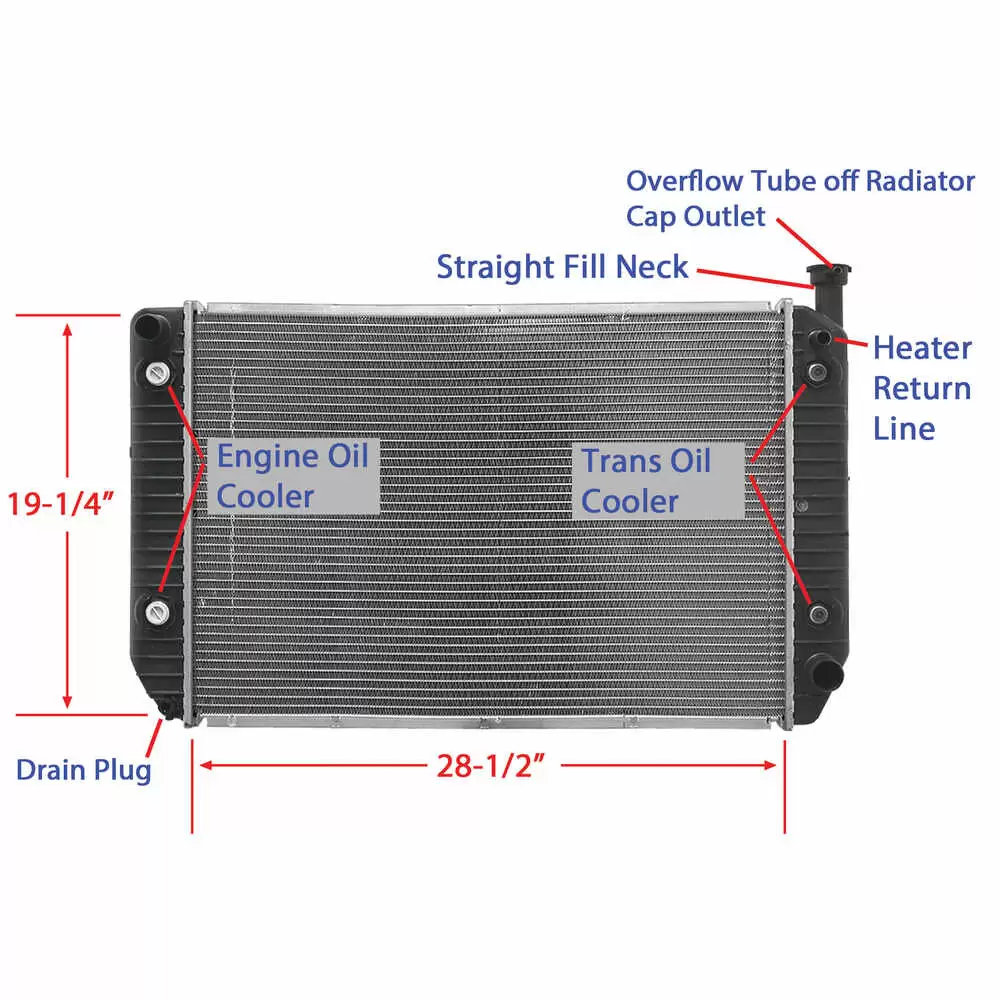 Radiator fits GM/Workhorse P-chassis Step Vans with 5.7L Gas Engines