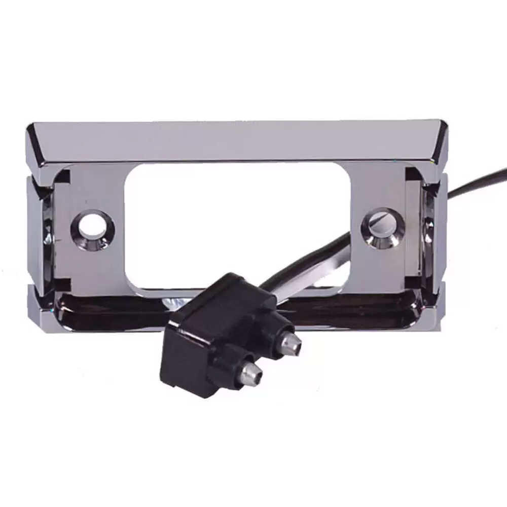 Rectangular Chrome Base with Twin Leads - Dim: 2.5" x 1.3" x 1"