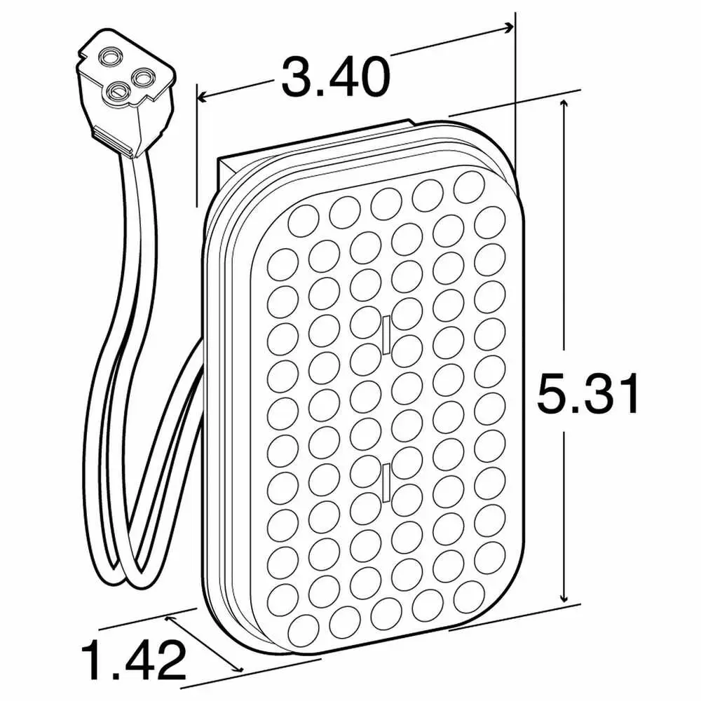 Rectangular Yellow LED Turn Signal Light- 70 Diode - 5.31" x 3.4" - Truck-Lite 45251Y