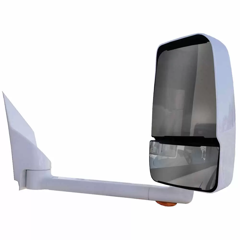 Right 2020 Deluxe Heated Remote / Manual Mirror Assembly with Light for 102" Wide Body - White - Fits GM - Velvac 714908