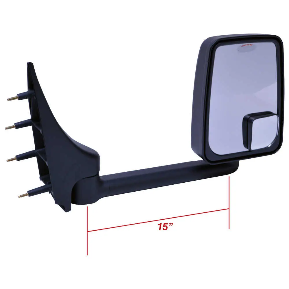 Right 2020 Standard Heated Remote Mirror Assembly with Light for 96" Body Width - Passenger side - Black - 03-On Ford E-Series