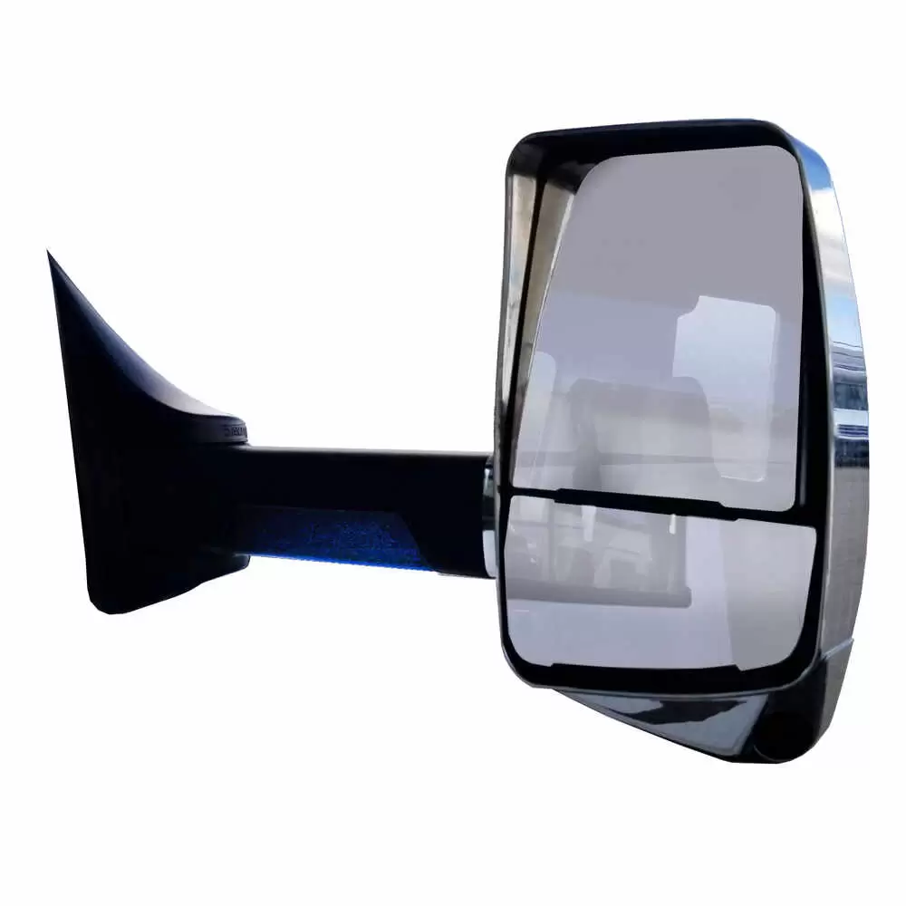 Right 2020XG Deluxe Heated Remote / Manual Mirror Assembly with Blind Spot Camera for 102" Body Width - Passenger side - Chrome - Fits GM - Velvac 717582