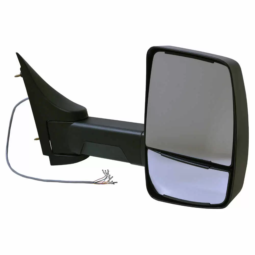 Right 2020XG Deluxe Heated Remote / Manual Mirror Assembly with Light for 96" Body Width - Black - Velvac 716354