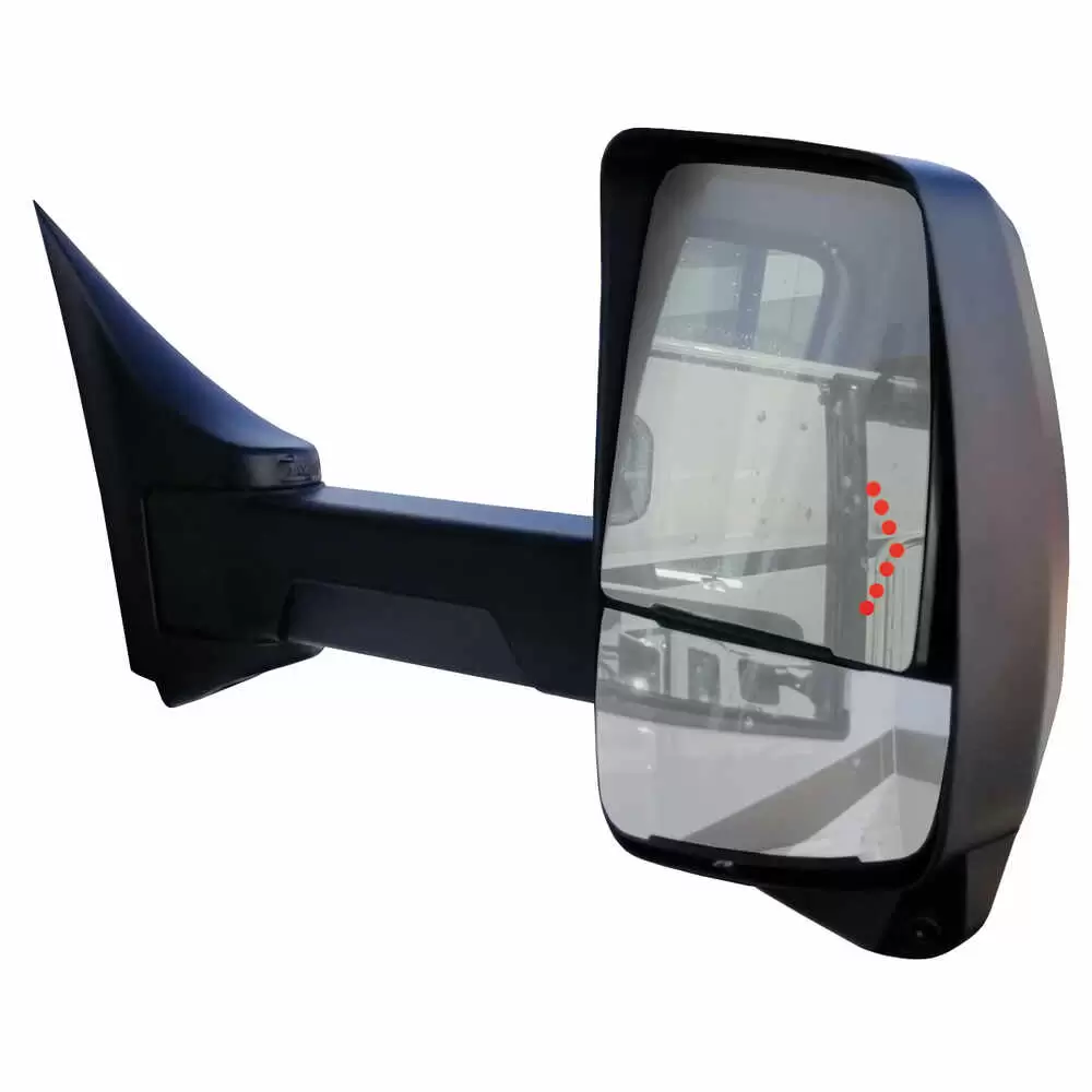 Right 2020XG Heated Remote / Manual Mirror Assembly with Blind Spot Camera and Signal Arrow for 102" Body Width - Black - Fits GM - Velvac 717560