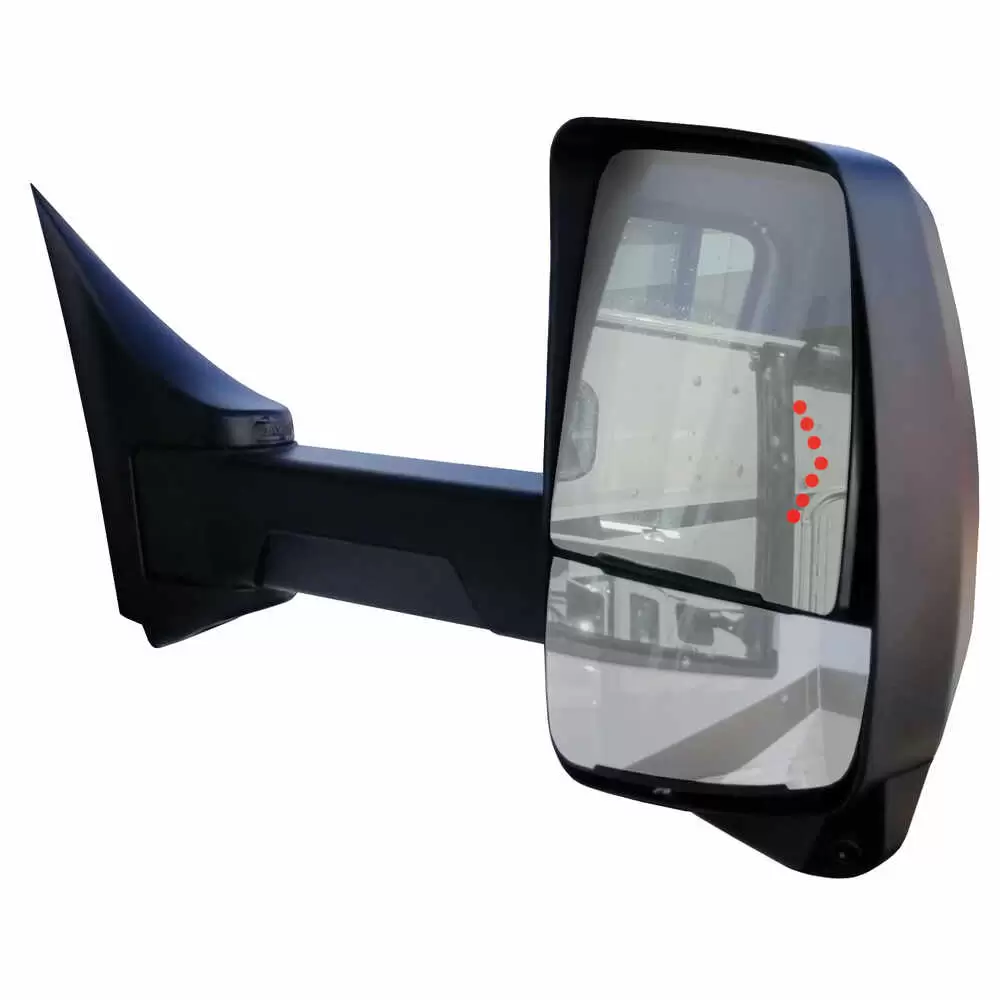Right 2020XG Heated Remote / Manual Mirror Assembly with Blind Spot Camera and Signal Arrow for 102" Wide Body - Black - Fits Ford E Series - Velvac 717528