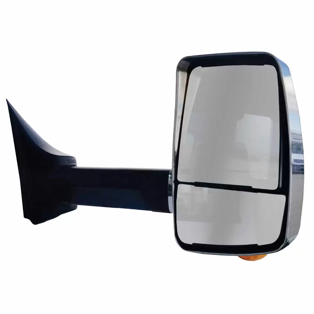 Right 2020XG Heated Remote / Manual Mirror Assembly with Light for 102" Body Width - Chrome - Fits GM - Velvac 716436
