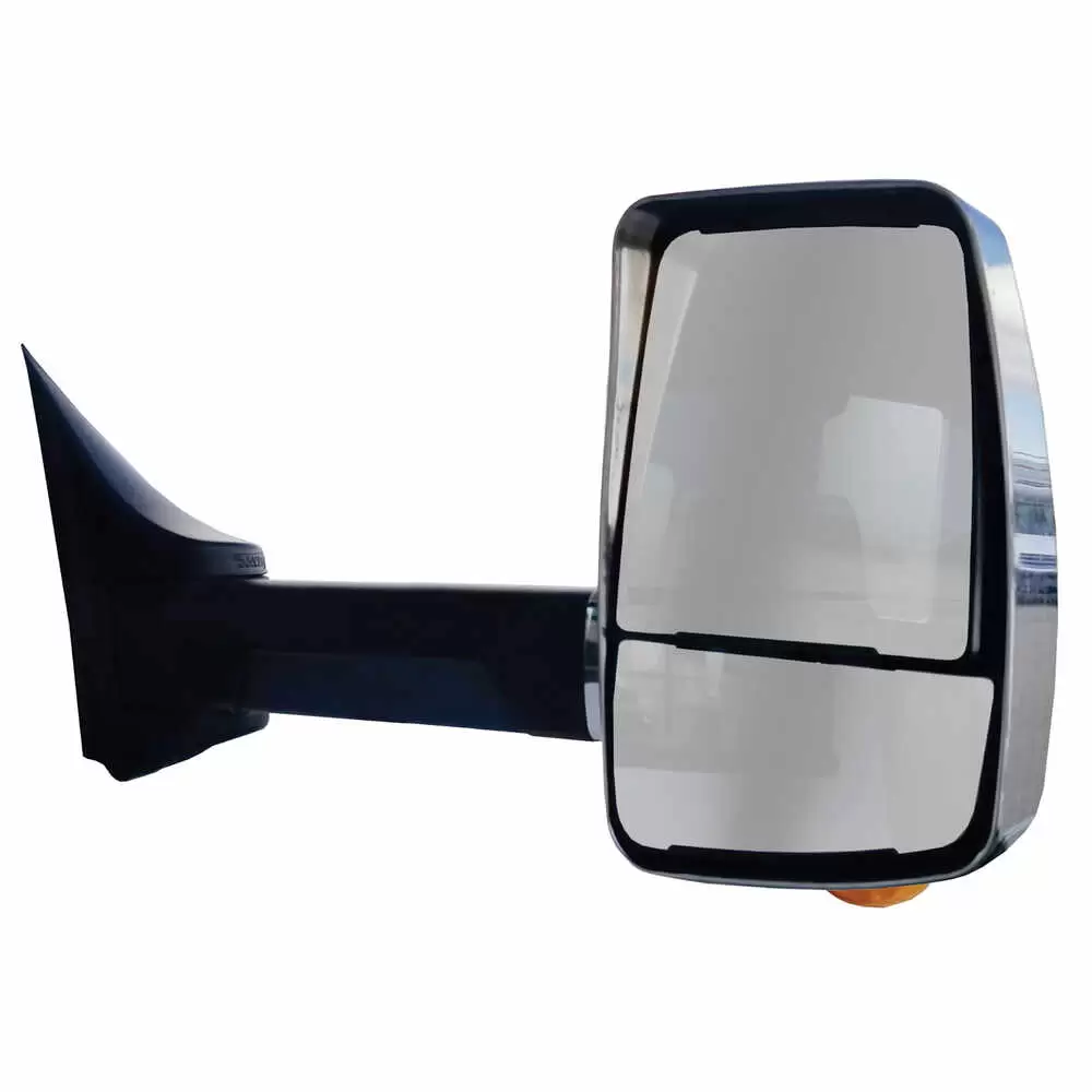 Right 2020XG Heated Remote / Manual Mirror Assembly with Light for 102" Body Width - Passenger side - Chrome - Fits GM - Velvac 716436