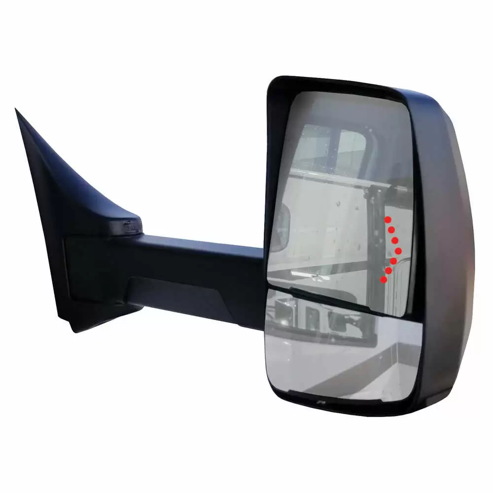 Right 2020XG Heated Remote / Manual Mirror Assembly with Signal Arrow for 102" Body Width - Black - Fits GM - Velvac 716326