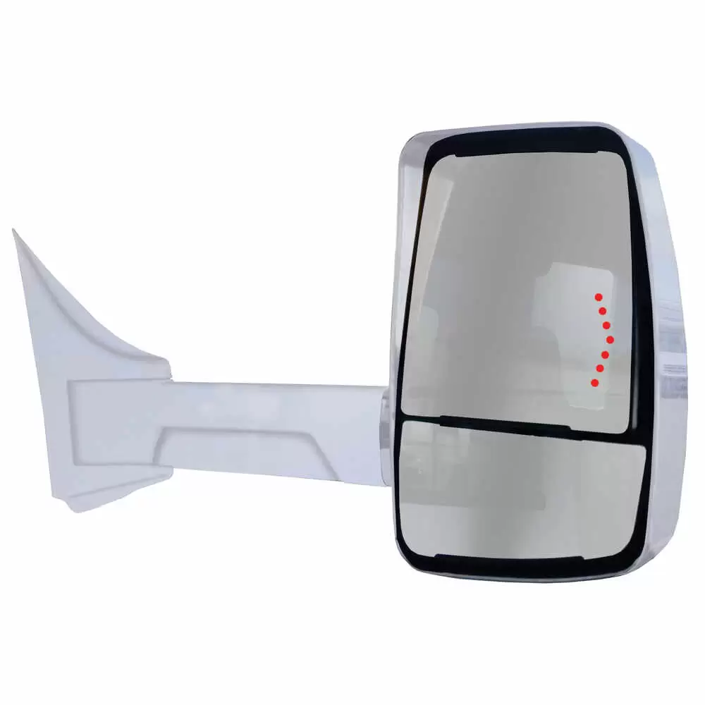 Right 2020XG Heated Remote / Manual Mirror Assembly with Signal Arrow for 102" Body Width - White - Fits GM - Velvac 716374